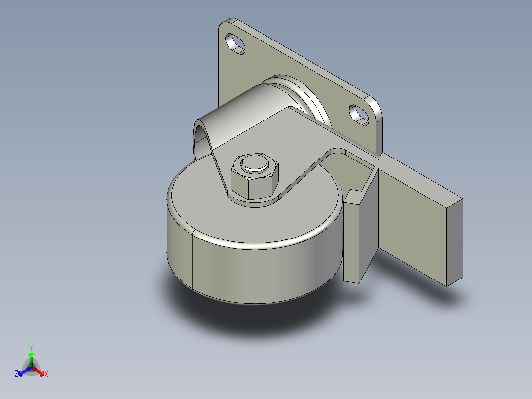 3寸地脚刹车万向轮正等轴测图