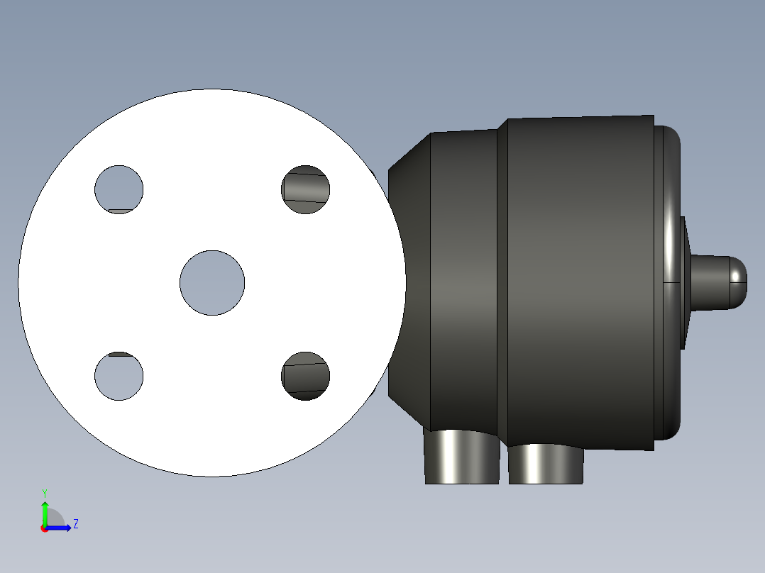 14DKOCCP NO 气动隔膜阀常开，固定法兰钻孔PN10 16。面对面根据EN 558-1 PVC-C左视图