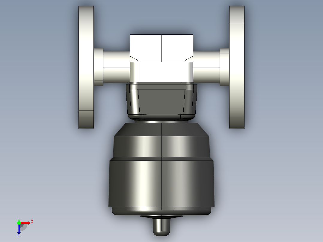 14DKOCCP NO 气动隔膜阀常开，固定法兰钻孔PN10 16。面对面根据EN 558-1 PVC-C俯视图