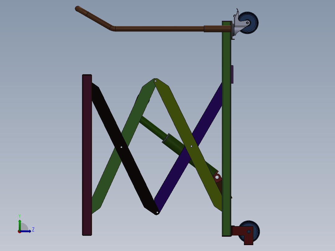 移动式液压举升机推车-车用移动液压举升机左视图