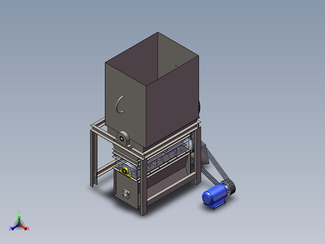 天麻共生蜜环菌之破碎机正等轴测图