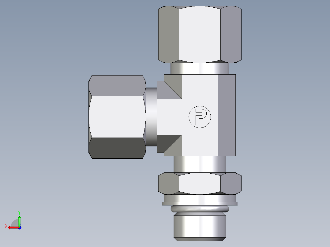 卡套式工业通用硬管接头EO_Adjustable_locknut_run_tee_LEE10SMORCF后视图