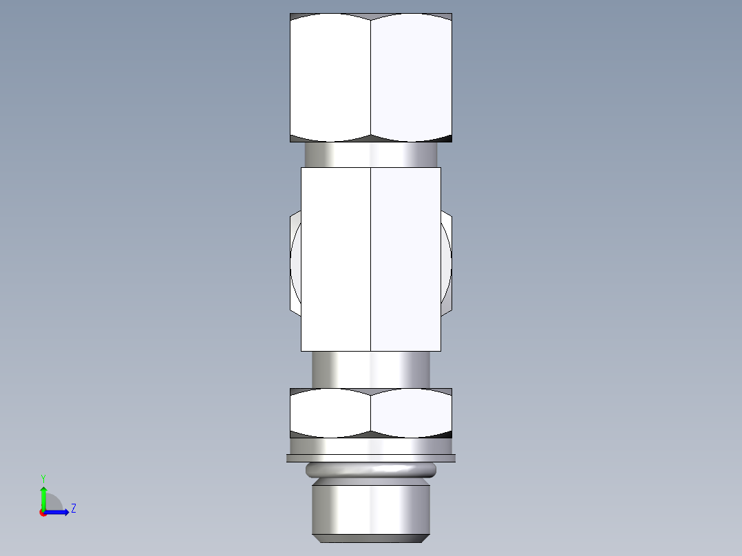 卡套式工业通用硬管接头EO_Adjustable_locknut_run_tee_LEE10SMORCF左视图