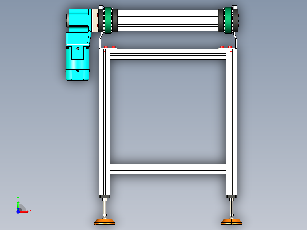 LE-XC4080-重载托盘输送线左直连驱动前视图