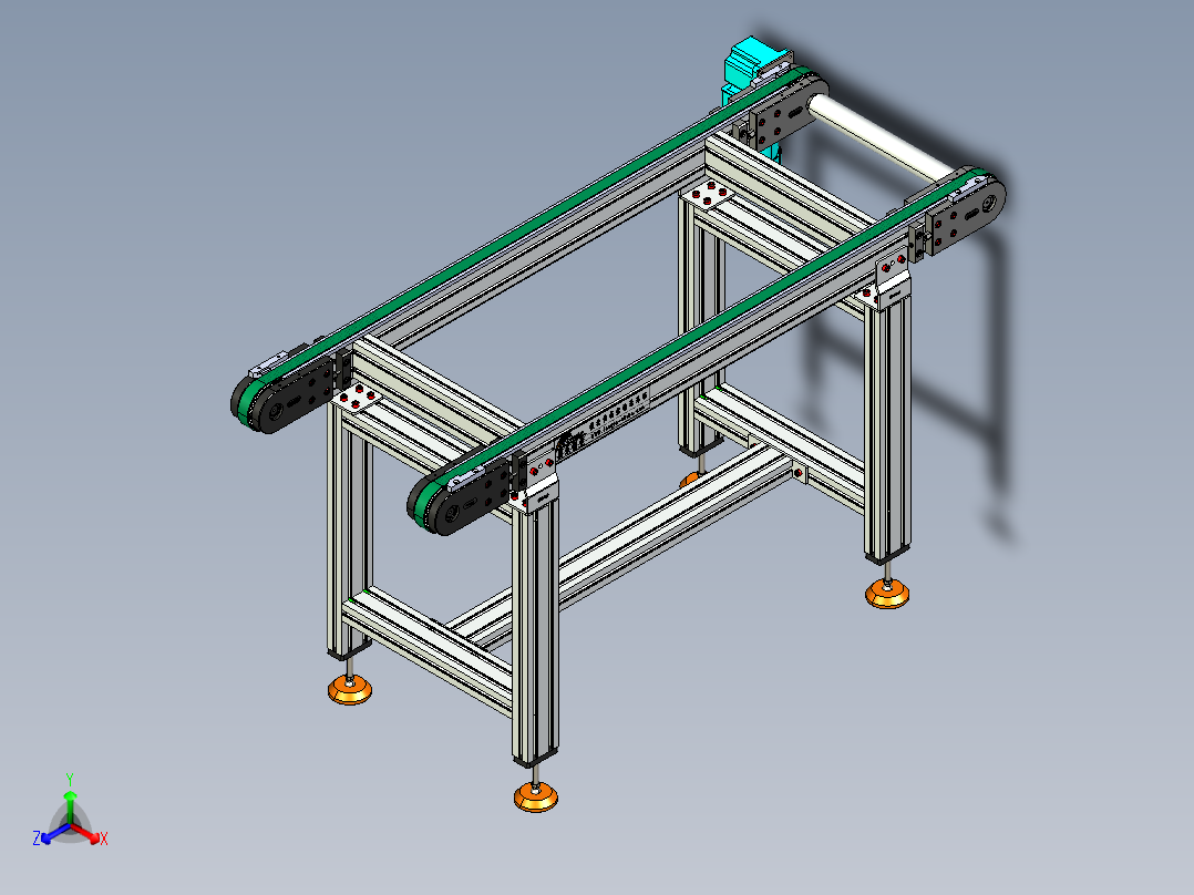 LE-XC4080-重载托盘输送线左直连驱动正等轴测图