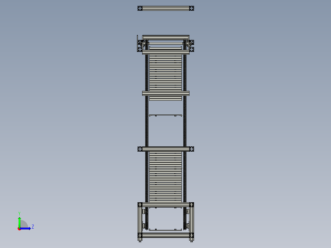 垂直连续式往复式提升链条输送机左视图