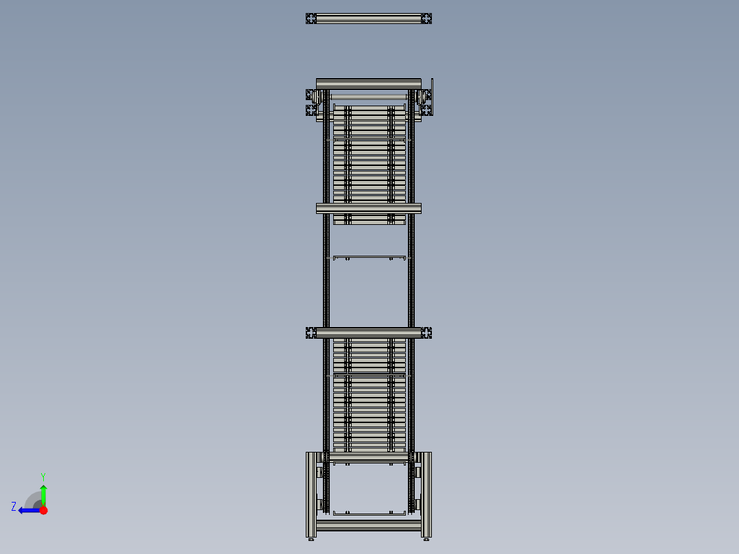 垂直连续式往复式提升链条输送机右视图