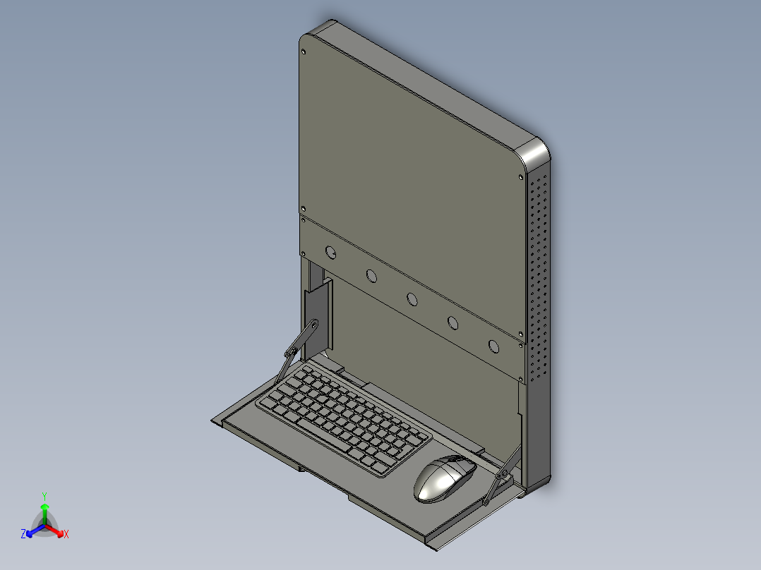 壁挂式or嵌入式显示器模组正等轴测图