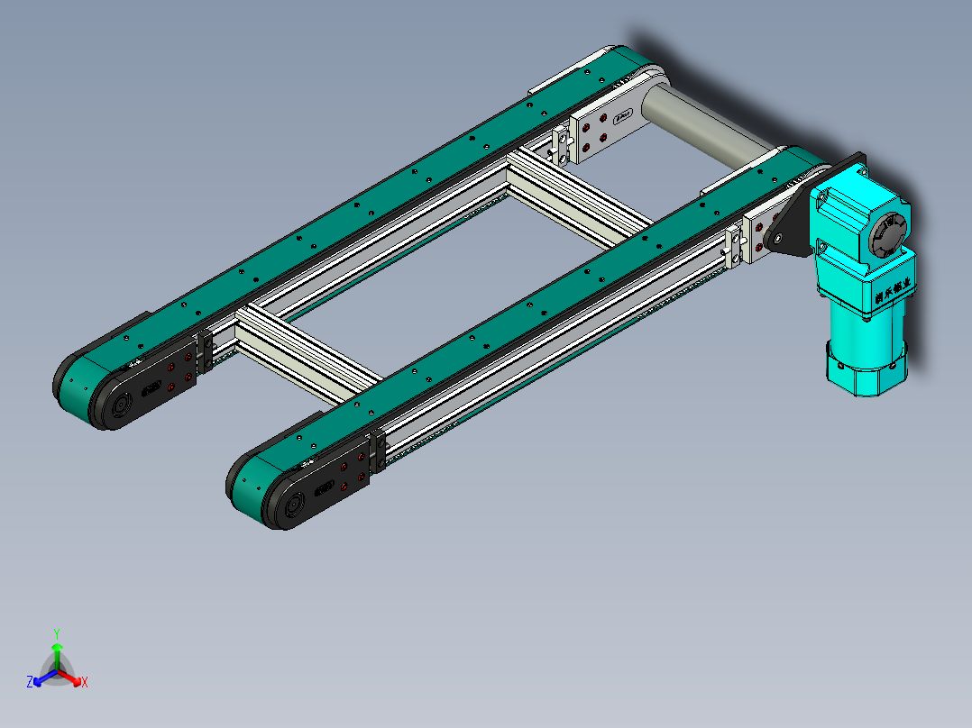 LE-XC6060-带工装右直连驱动输送线主视图