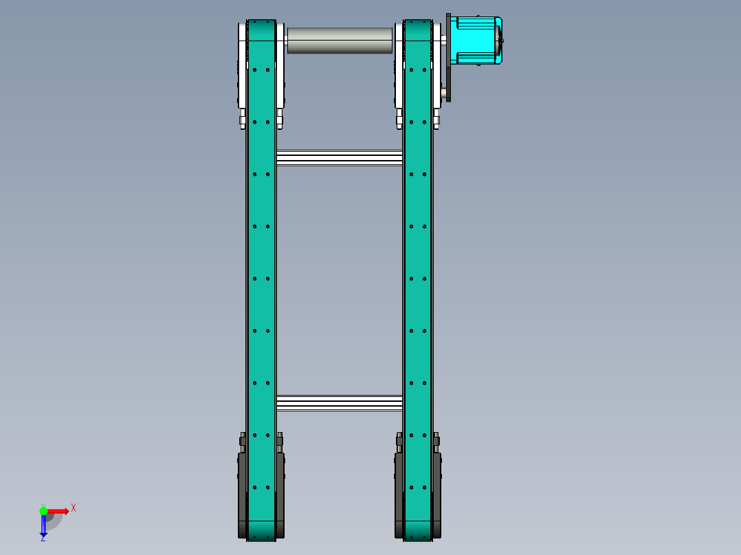 LE-XC6060-带工装右直连驱动输送线俯视图