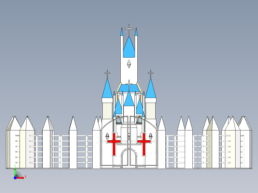 宏伟的教堂模型前视图
