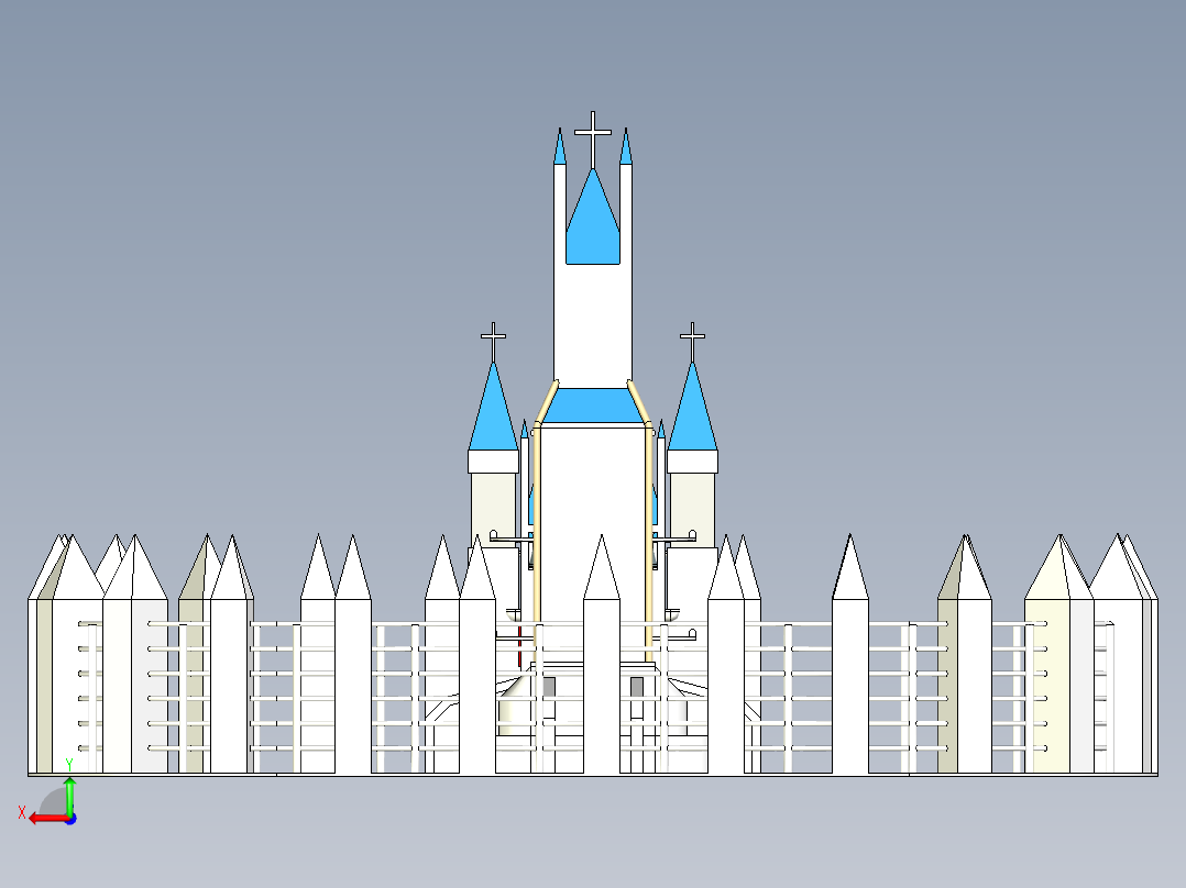 宏伟的教堂模型后视图