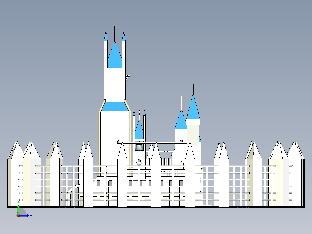 宏伟的教堂模型左视图