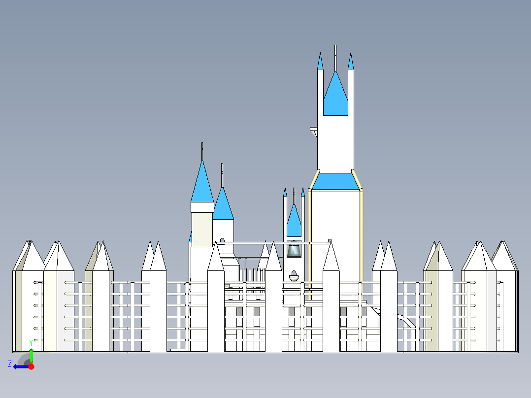 宏伟的教堂模型右视图
