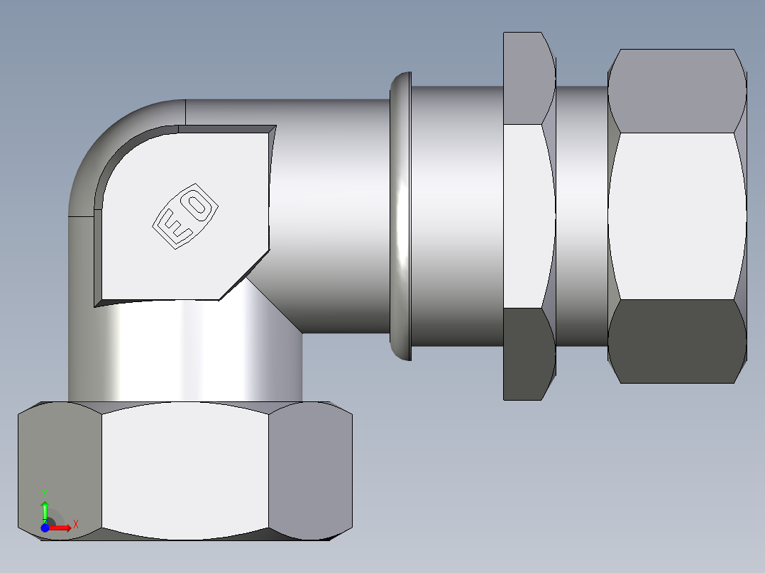 卡套式工业通用硬管接头EO_Bulkhead_elbow_WSV35ZLCF前视图