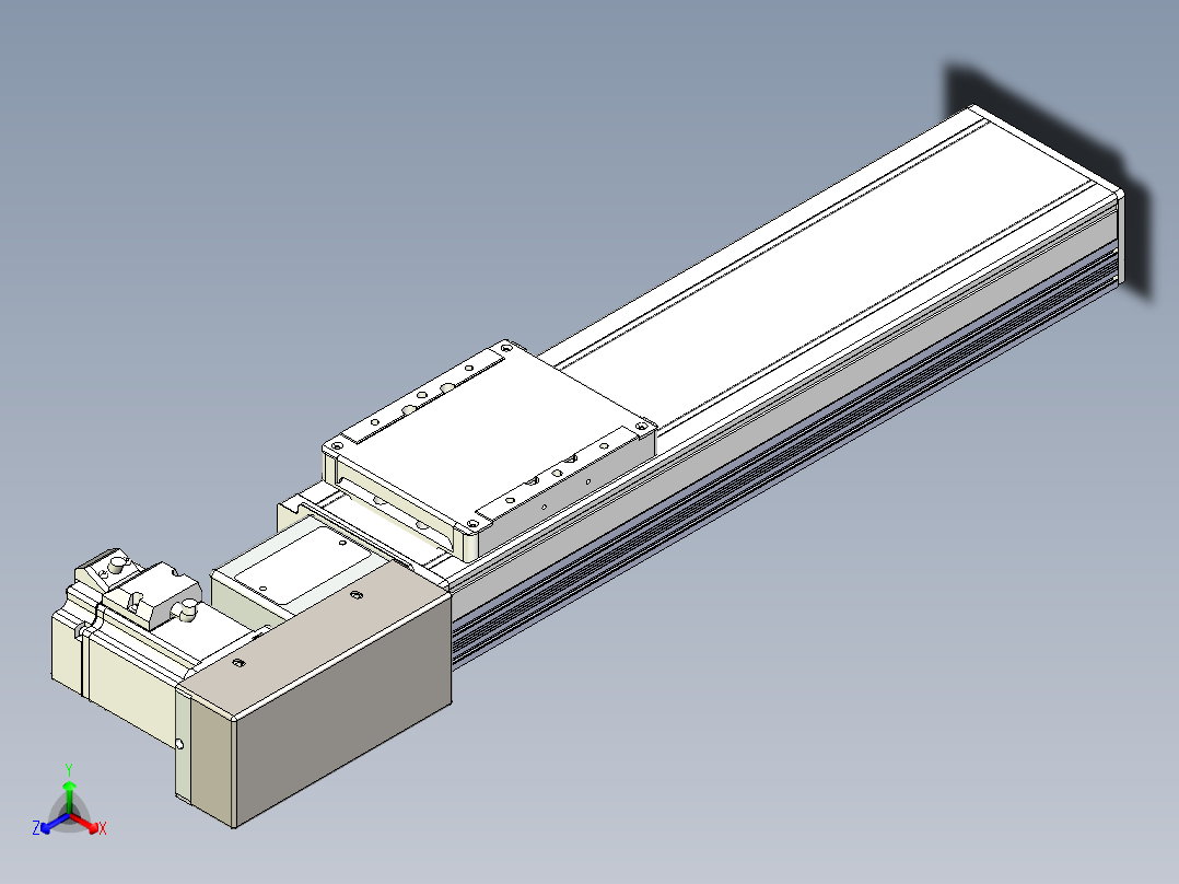 同步带全封闭直线模组TPA-HCB-105D-90-L250-MR-Y-P20-N3正等轴测图