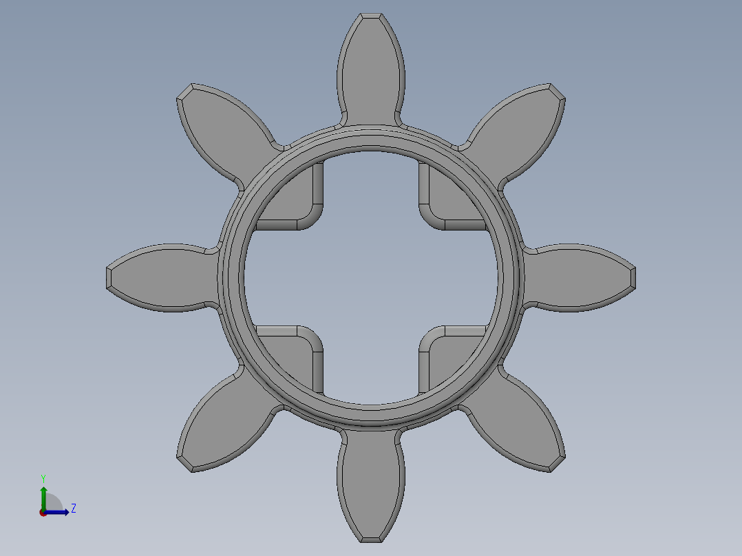 3647 White Technic Gear 8 Tooth.SLDPRT左视图