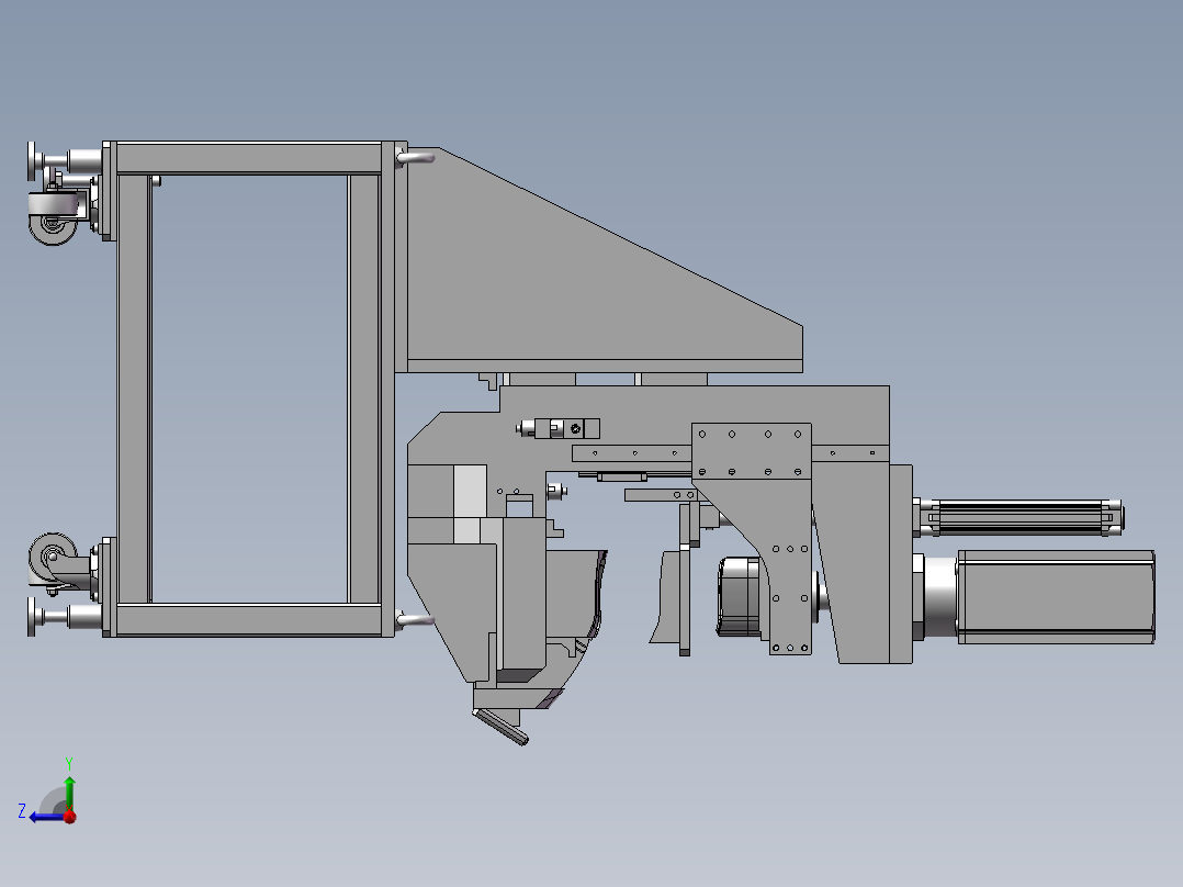 冲孔设备，冲圆弧成型右视图