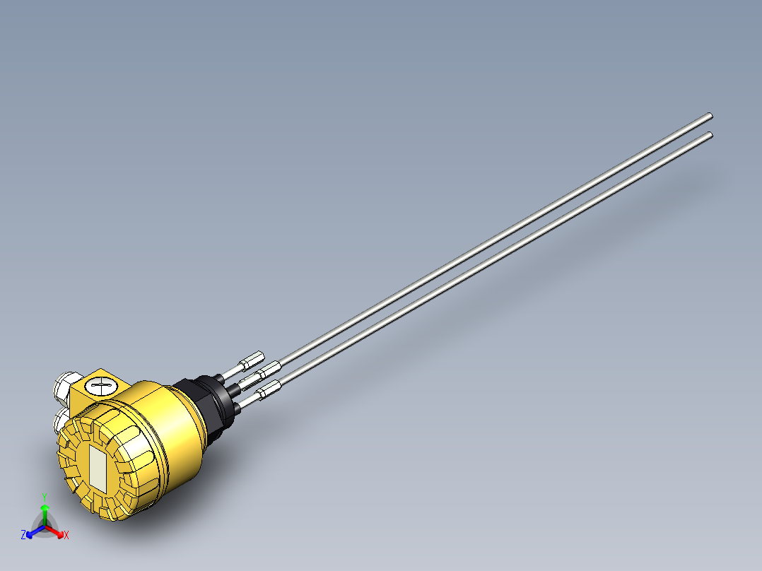 超声波设备MULTIPROBE-ENCLOSURE-2-PROBES+REFERENCE-PROBE-PBT-ENCLOSURE-1.5in-BSP-THREAD正等轴测图