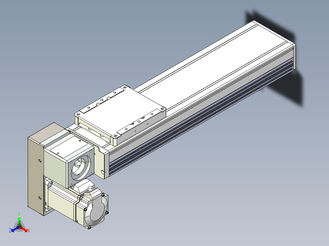 同步带全封闭直线模组TPA-HCB-105D-90-L250-LP-Y-P20-N3正等轴测图