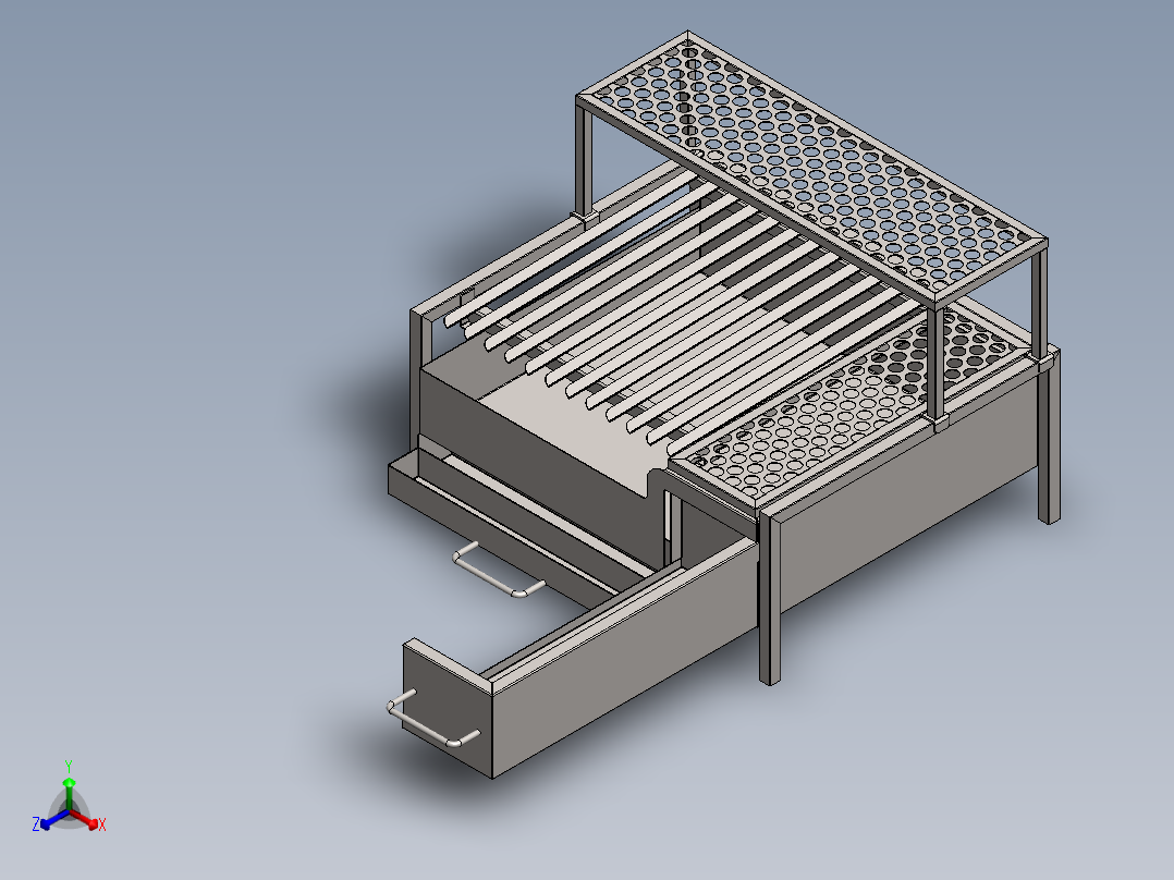 Churrasqueira烧烤架3D数模图纸 Solidworks设计 附x_t正等轴测图