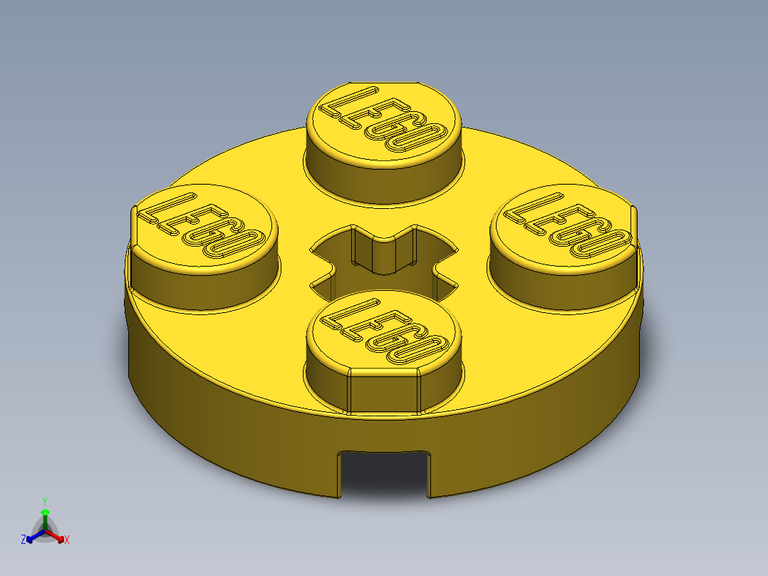 乐高零件 4032 板 2 x 2 圆形-403224 Bright Yellow Plate 2 x 2 Round主视图