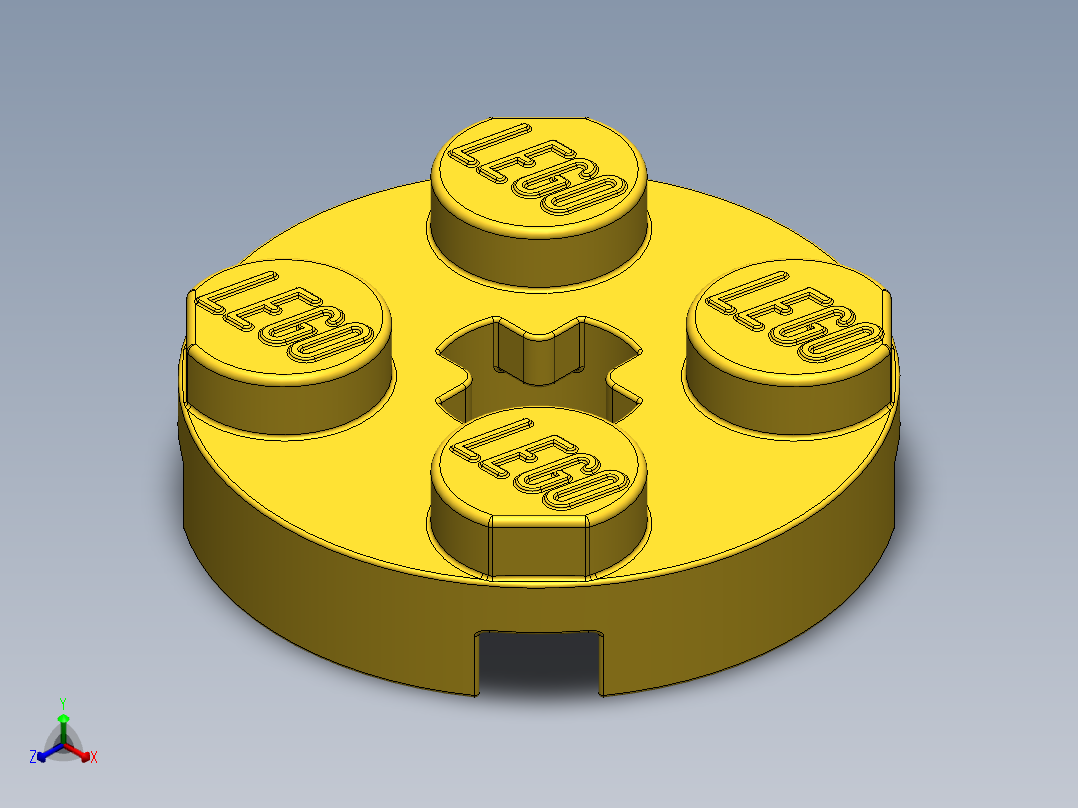 乐高零件 4032 板 2 x 2 圆形-403224 Bright Yellow Plate 2 x 2 Round正等轴测图