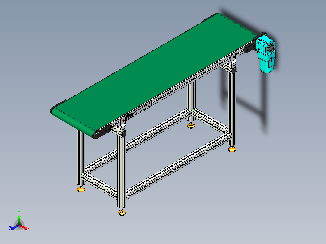 LE-XC5050-右直连驱动中载皮带线-负载80kg正等轴测图