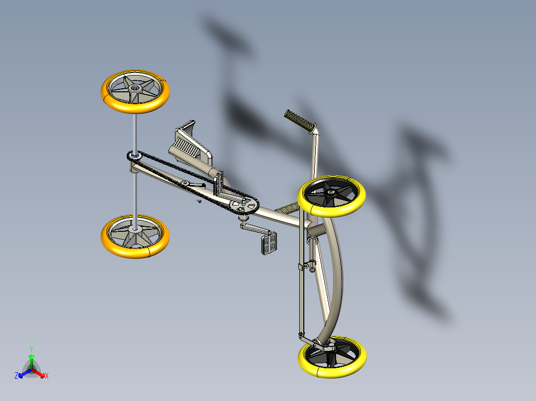 小孩儿童卡丁车底盘模型主视图