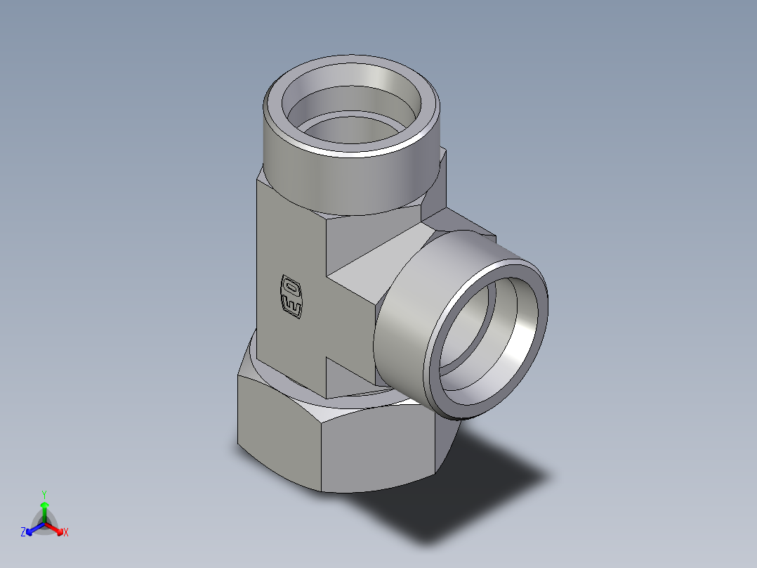 卡套式工业通用硬管接头EO_Swivel_nut_run_tee_EL38SOMDCF主视图