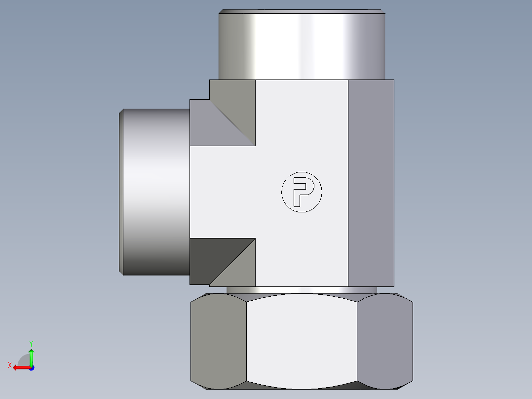 卡套式工业通用硬管接头EO_Swivel_nut_run_tee_EL38SOMDCF后视图