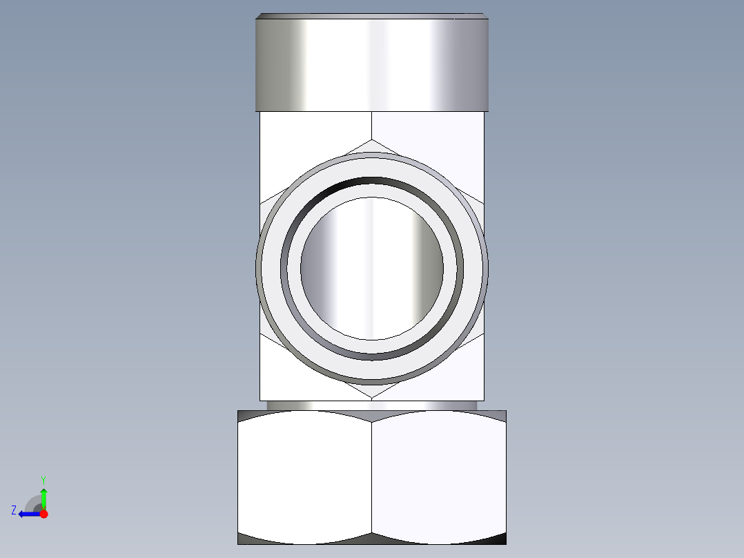 卡套式工业通用硬管接头EO_Swivel_nut_run_tee_EL38SOMDCF右视图