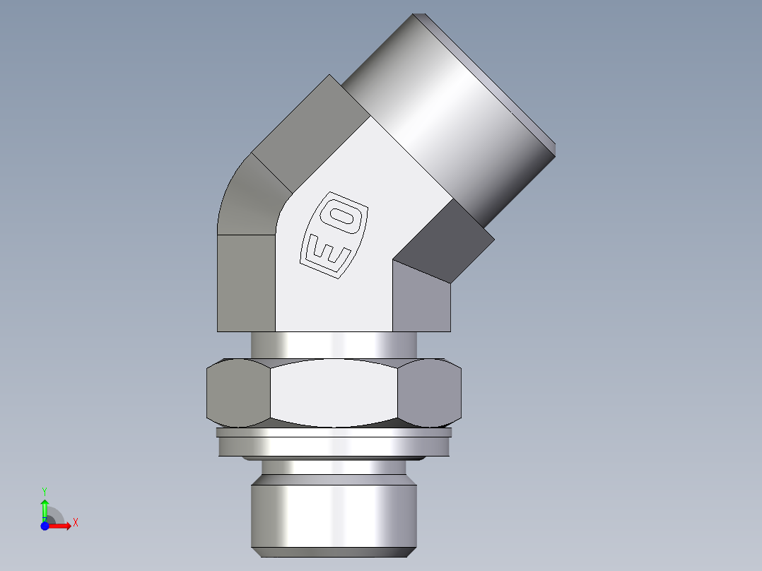 卡套式工业通用硬管接头EO_Adjustable_locknut_45_deg_elbow_VEE15LMOMDCF前视图