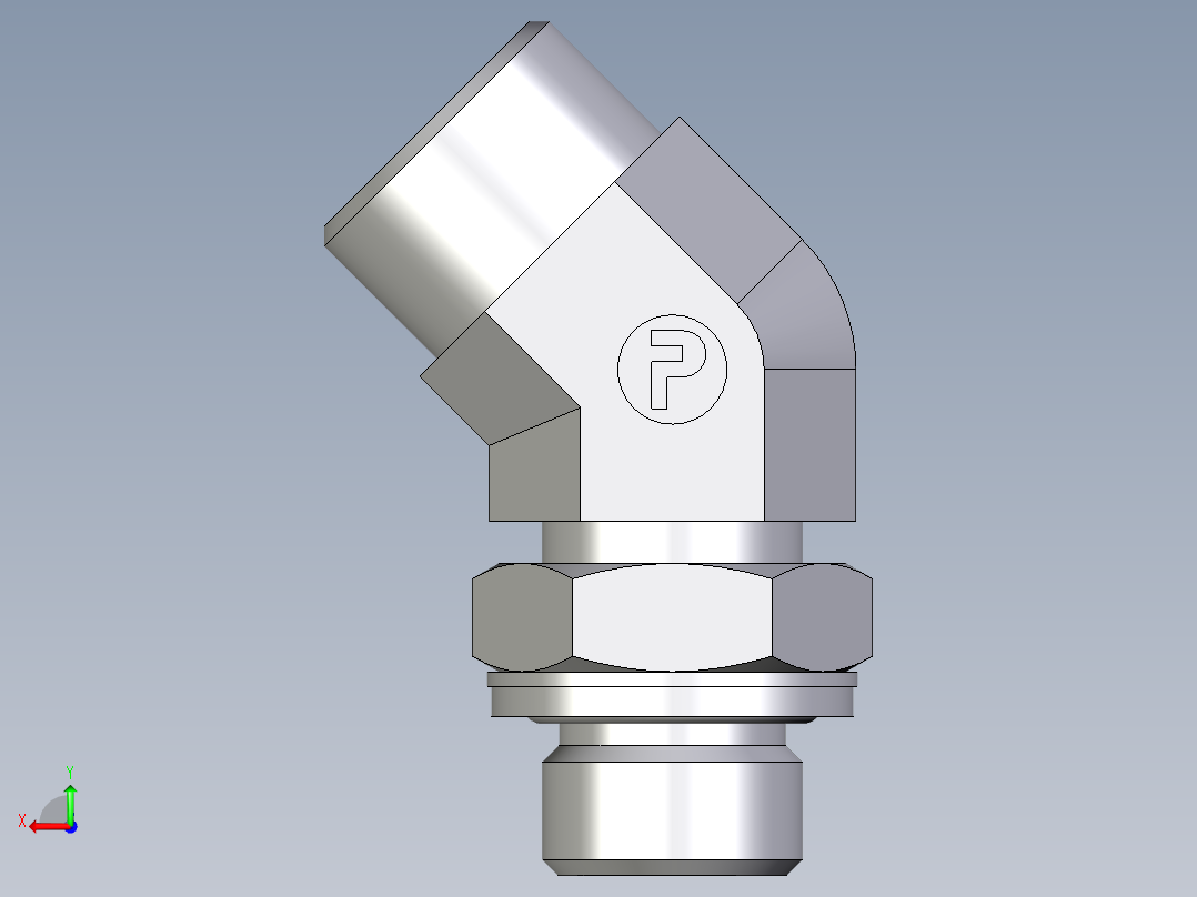 卡套式工业通用硬管接头EO_Adjustable_locknut_45_deg_elbow_VEE15LMOMDCF后视图