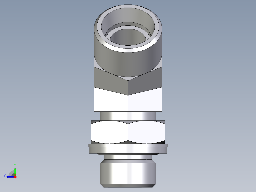 卡套式工业通用硬管接头EO_Adjustable_locknut_45_deg_elbow_VEE15LMOMDCF右视图
