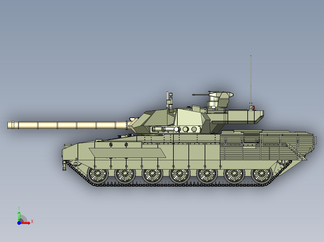 T-14“阿玛塔”坦克模型前视图