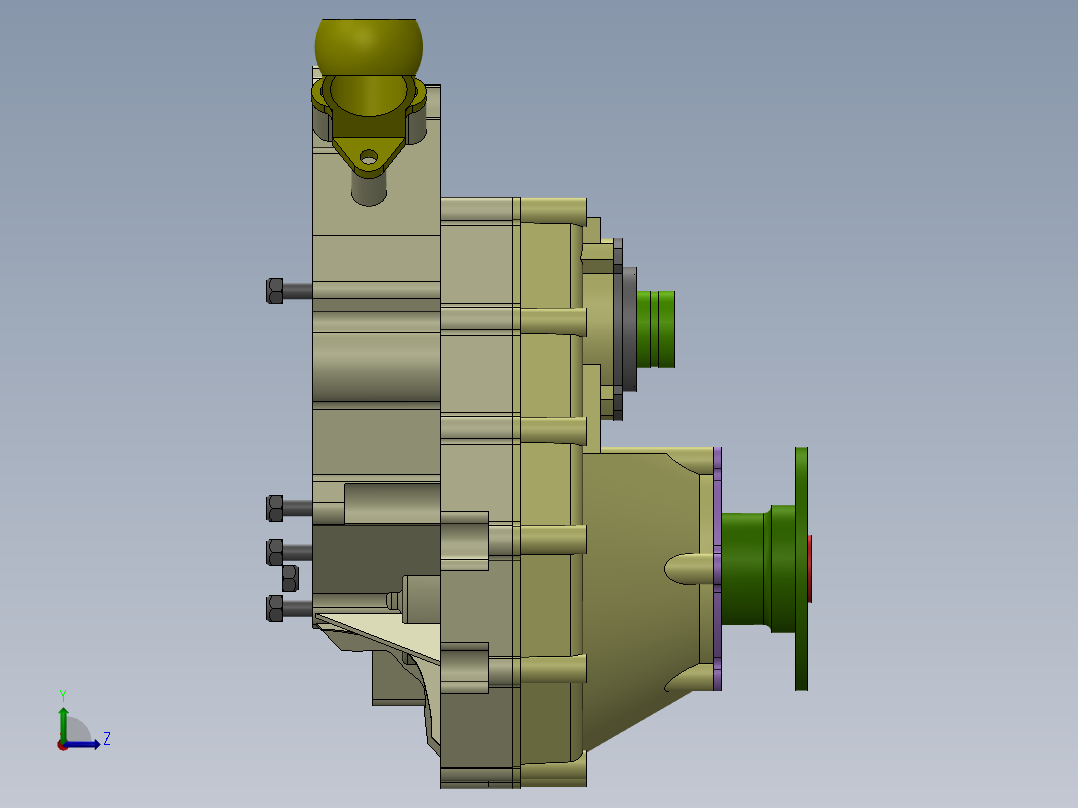 实验飞机发动机自动变速箱结构左视图