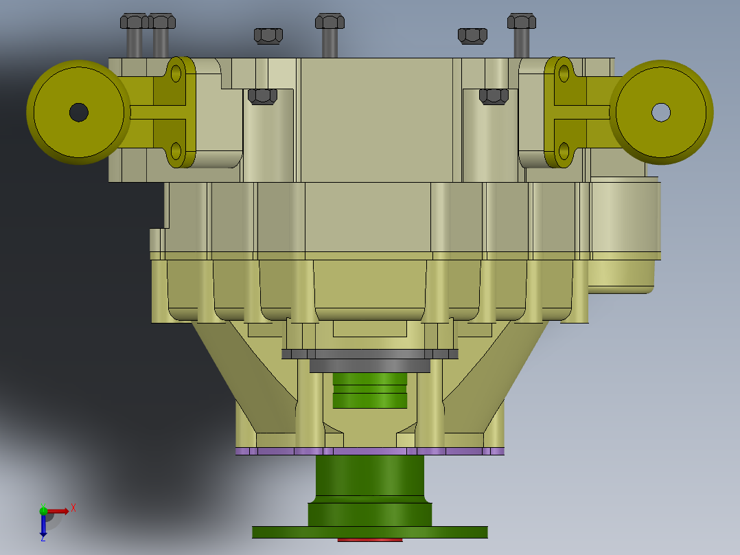 实验飞机发动机自动变速箱结构俯视图