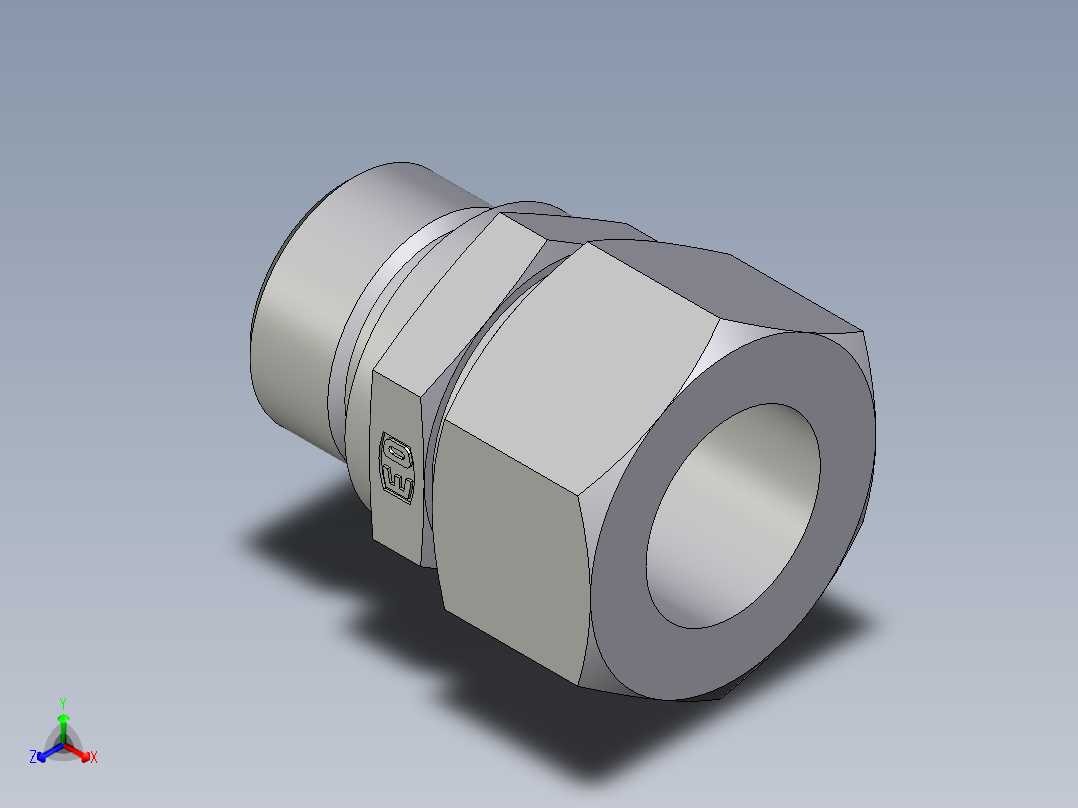 卡套式工业通用硬管接头EO_Male_Stud_connector_GE22LREDCF正等轴测图