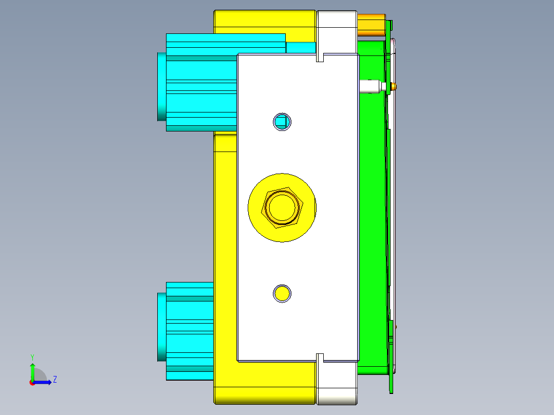 铝制电脑A壳铣HINGE缺口四轴伸缩定位+真空吸气工装治具模型左视图