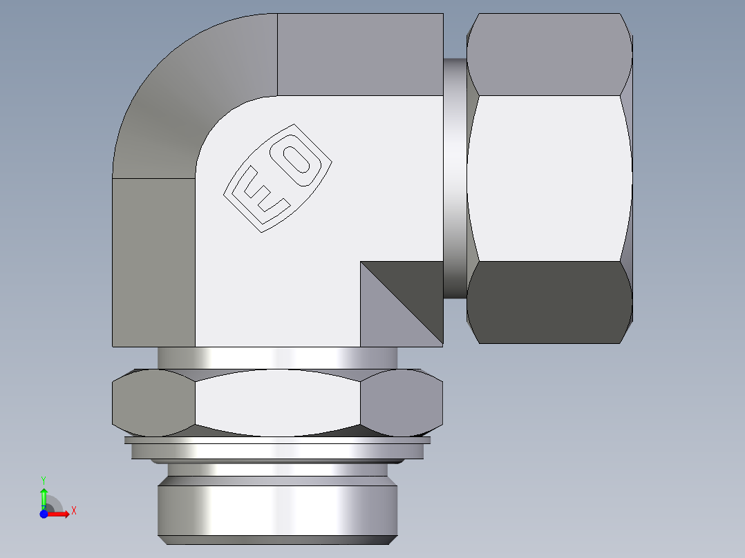 卡套式工业通用硬管接头EO_Adjustable_Locknut_elbow_WEE30SRCF前视图