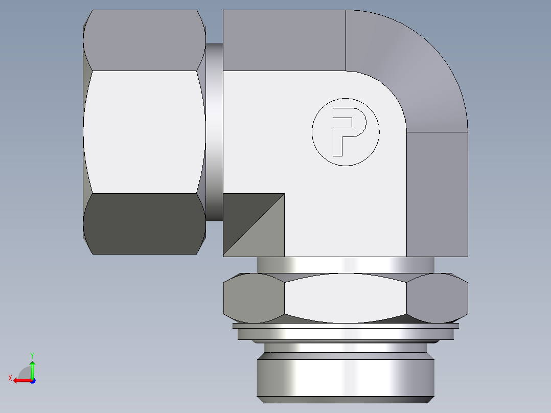 卡套式工业通用硬管接头EO_Adjustable_Locknut_elbow_WEE30SRCF后视图