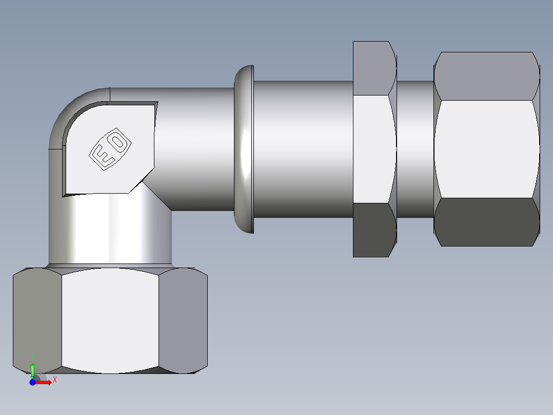卡套式工业通用硬管接头EO_Bulkhead_elbow_WSV15ZLCF前视图