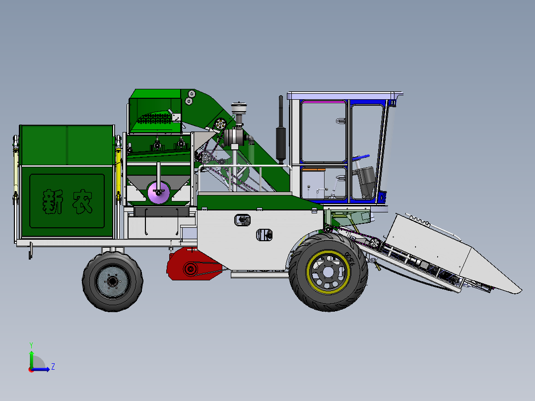 玉米收获机SolidWorks设计==302098=1500左视图