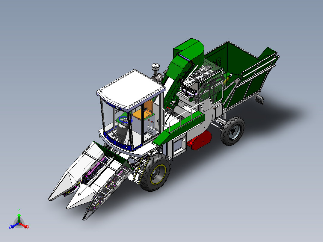 玉米收获机SolidWorks设计==302098=1500正等轴测图