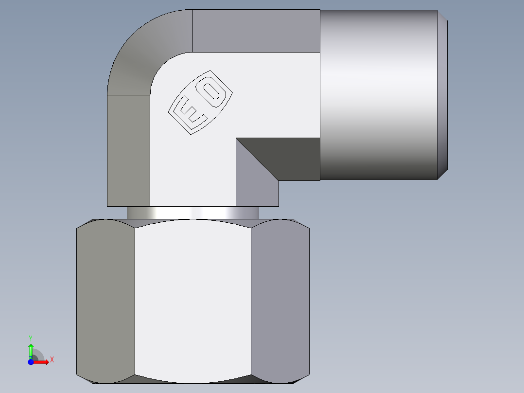 卡套式工业通用硬管接头EO_Swivel_nut_elbow_EW08SOMDCF前视图