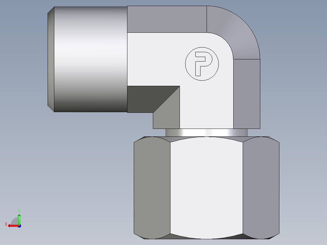 卡套式工业通用硬管接头EO_Swivel_nut_elbow_EW08SOMDCF后视图