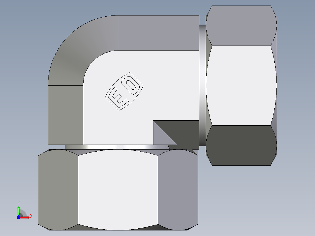 卡套式工业通用硬管接头EO_Swivel_nut_elbow_EW28L71前视图