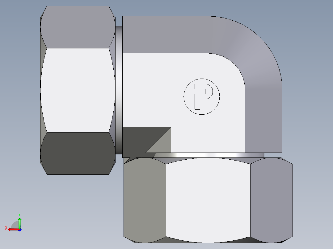 卡套式工业通用硬管接头EO_Swivel_nut_elbow_EW28L71后视图