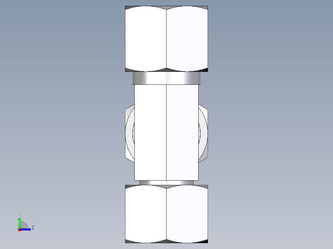 卡套式工业通用硬管接头EO_Swivel_nut_run_tee_EL10S71左视图